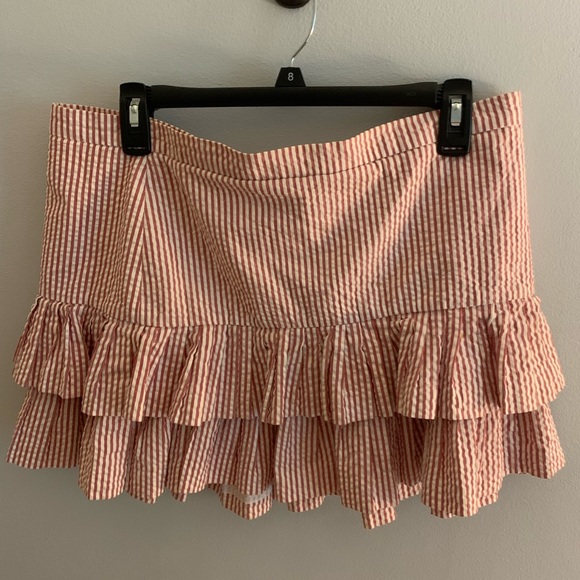 Red Striped Buttoned Skirt - Picture 3 of 5